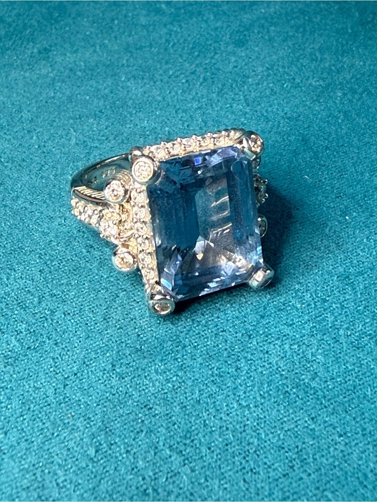 Judith Ripka Jewelry - Judith Ripka Sterling Silver Blue Topaz & CZ Ring